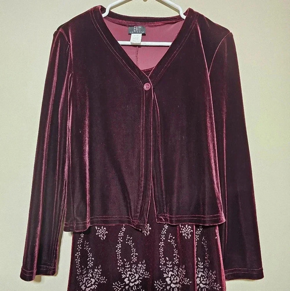 Vintage Y2K Maurices ENT Entrancy Velour Velvet Dress / Cardigan Size Medium - Picture 6 of 13